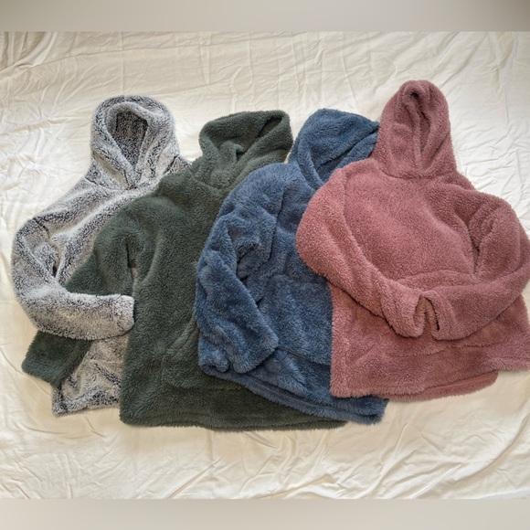 32 Degrees 4 Women's Cozy oversized sherpa hoodies - Gray, Green, Blue, Pink - Picture 2 of 11